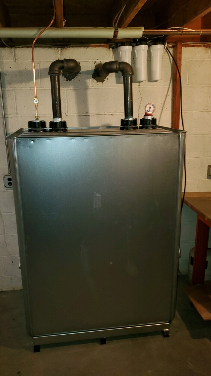 Roth tank installation in a basement
